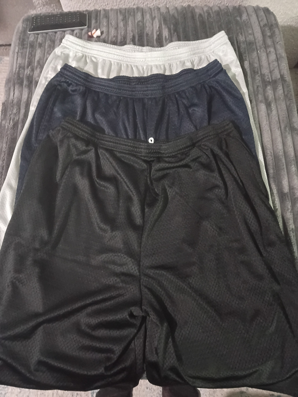 Champion Light Gray Sweatshorts with Small Red & Navy Logo